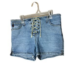 Vintage‎ Y2K Mudd Mid Rise Lace Up Jean Shorts Womens Size 9